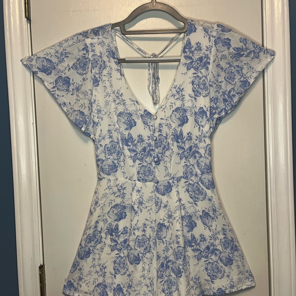 Altar'd State Blue Floral Jumpsuit